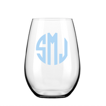 Load image into Gallery viewer, Custom Monogram Stemless Wine Glass