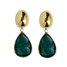 Load image into Gallery viewer, Vintage Chunky Gold and Green Statement Drop Earrings