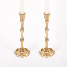 Load image into Gallery viewer, Gold Bamboo Candlestick Set - Small