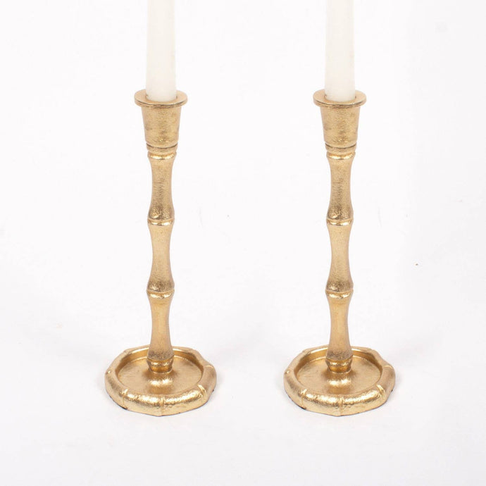 Gold Bamboo Candlestick Set - Small