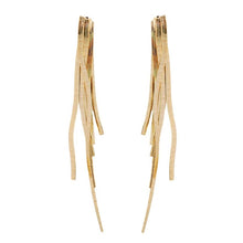 Load image into Gallery viewer, Skinny Gold Cascading Tassel Minimalist Statement Earrings