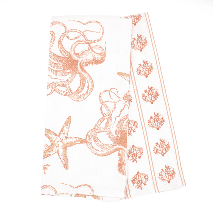 Coral Octopus Kitchen Towel Set