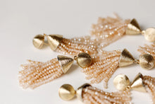 Load image into Gallery viewer, Gold Beaded Tassel Earrings