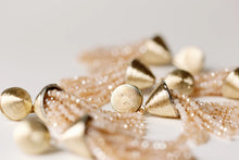 Load image into Gallery viewer, Gold Beaded Tassel Earrings