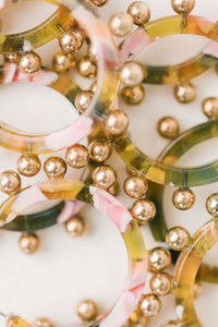 Pink and Green Camo Studded Hoops