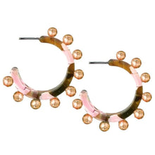 Load image into Gallery viewer, Pink and Green Camo Studded Hoops