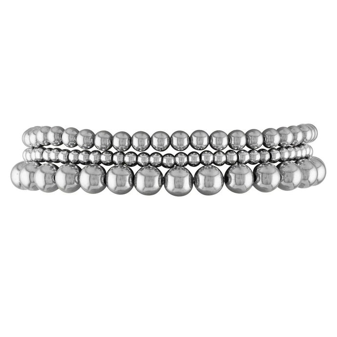 3 Stack Sterling Silver Beaded Ball Bracelet