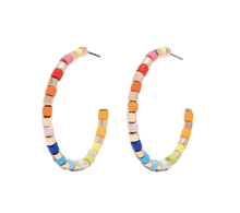 Load image into Gallery viewer, Multi-Colored Rainbow Beaded Hoops